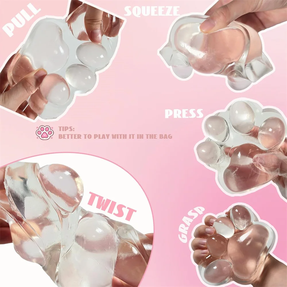 Handmade Large Cat Paw Taba Squishy Toys Clear Fufu Squishy Sensory Fidget Toys Kids Adult Anxiety Relaxation Squeeze Gift