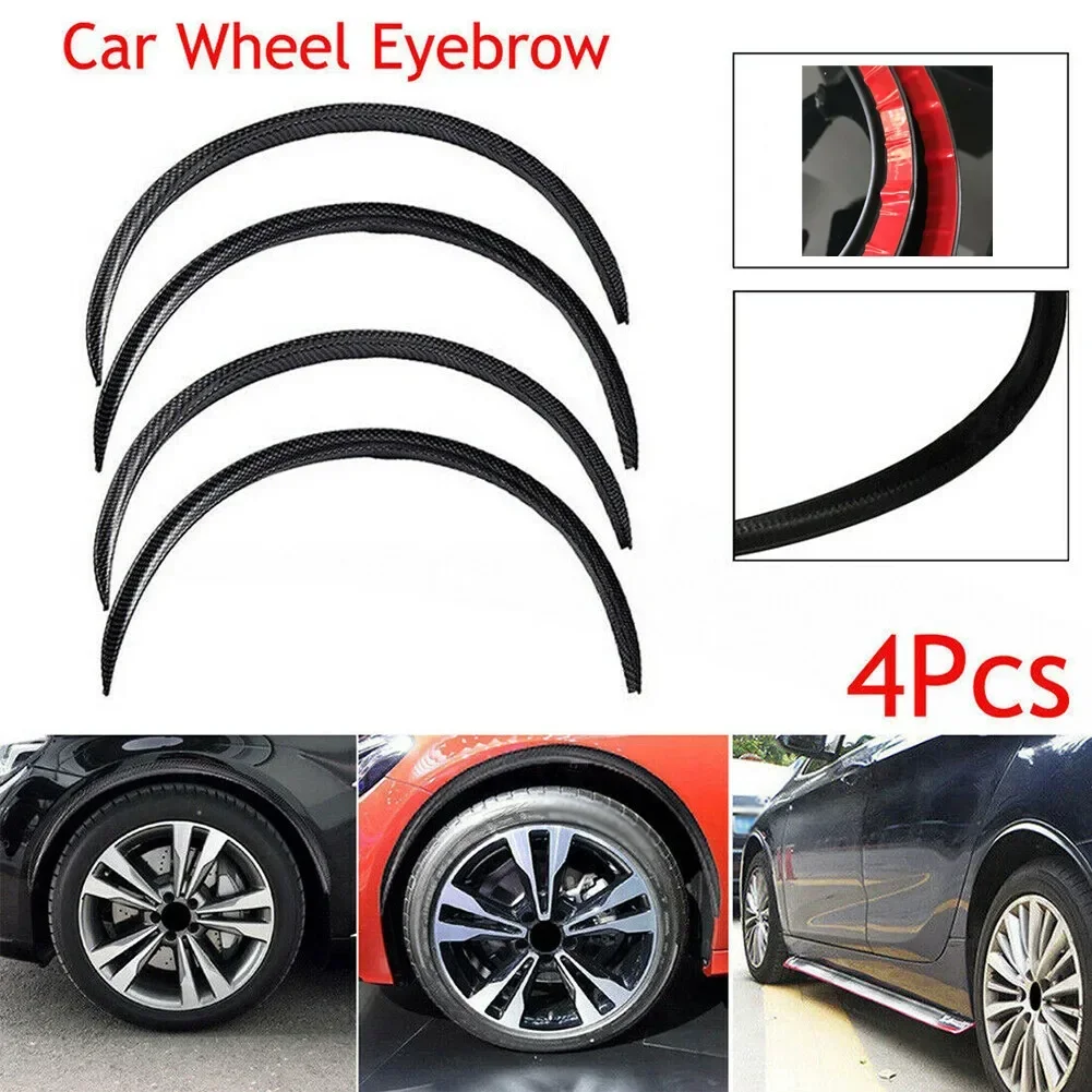 

Carhome 4pcs Universal Car Truck Black/ Carbon Fiber Body Kit Trim Fender Flare Rubber Wheel Eyebrow Anti-scratch Strip Lip Stic
