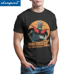 Mazinger Z 40th T Shirt Men 100% Cotton Hipster T-Shirts Robot Grendizer Goldorak Actarus Tees Short Sleeve Tops Plus Size