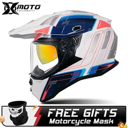 Casco de seguridad para motocicleta, protector de cabeza abatible hacia arriba, profesional, para carreras de Motocross, de cara completa, Binocular transpirable, S-3XL