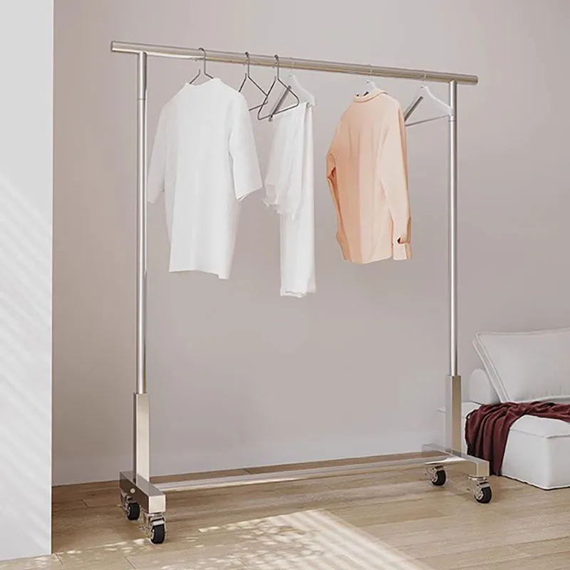 

Stainless steel clothing store display rack hanger floor side hanger display rack women's clothing household bold shelf with