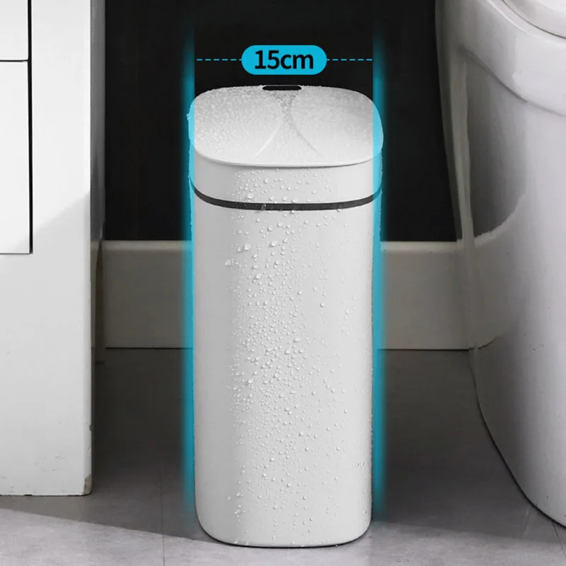 14L Smart Trash Can USB Charging Automatic Waste Bins Bathroom Toilet Waterproof Narrow Seam Touch Dustbin Kitchen Wastebasket