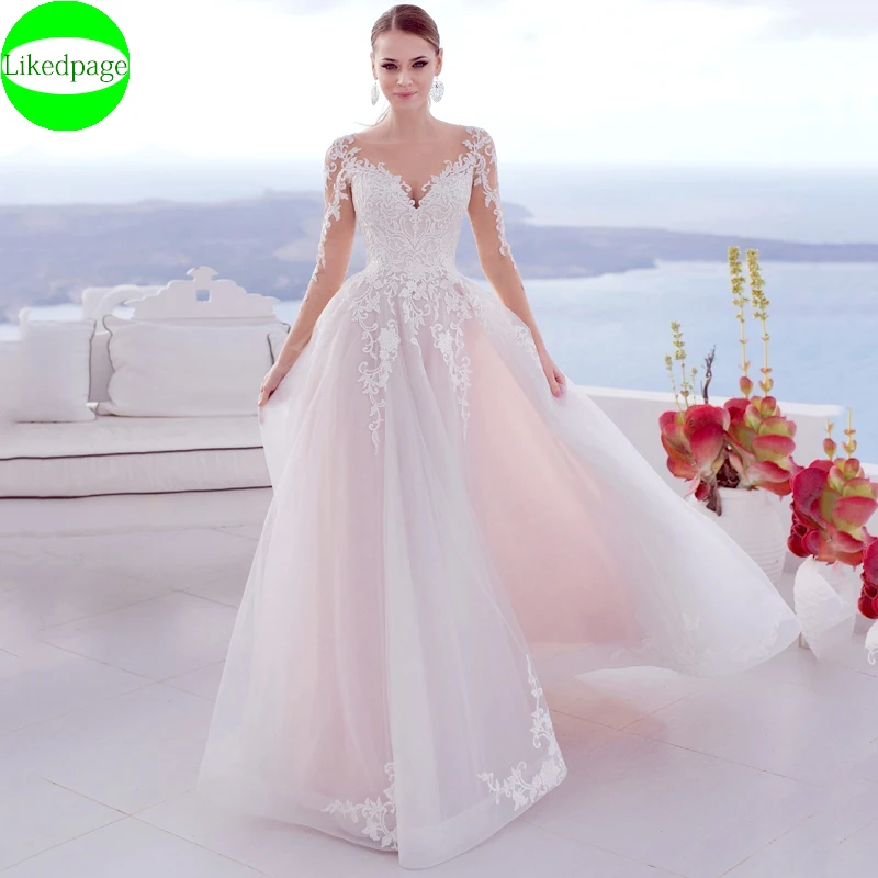 

Elegant Appliques Full Sleeves Wedding Dresses For Women2023 Sexy V-Neck A-Line Vestidos De Novia Boda Suknia Ślubna Robe Mariée