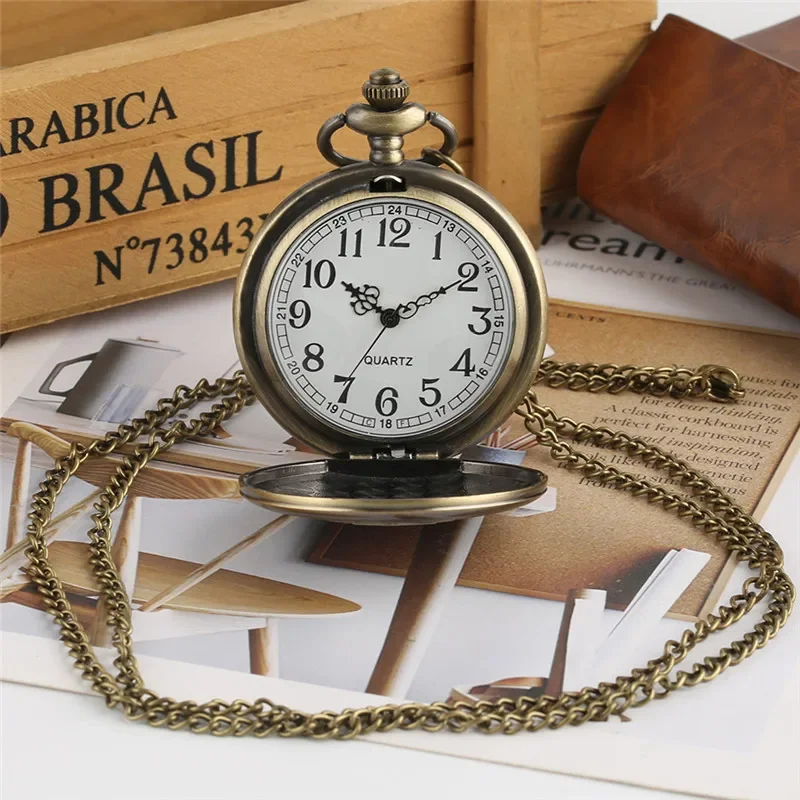 Bronze Style Fate/EXTRA Last Encore Bronze Rose Flower Display Men Women Quartz Pocket Watch Necklace Chain Clock Present