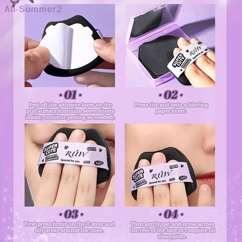 {Summer2} 100 feuilles de papier buvard d'huile pour le visage, lingettes pour le visage, papier absorbant l'huile avec boîte à miroir et outils de nettoyage du visage bouffantes