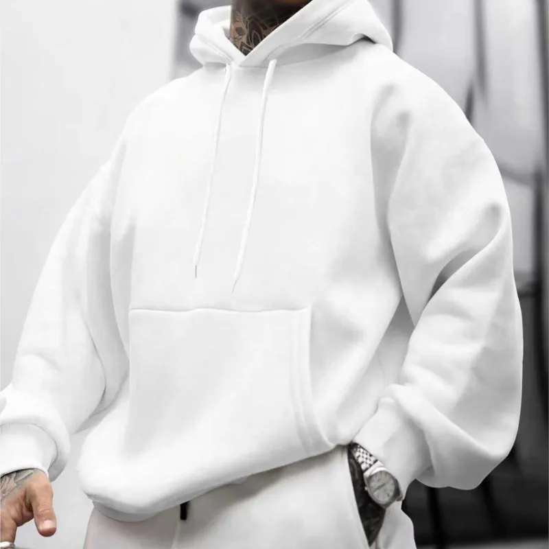 Automne hiver nouveau sweat à capuche pour hommes décontracté ample couleur unie coupe décontractée pull sweat toutes saisons sweats à capuche pour homme