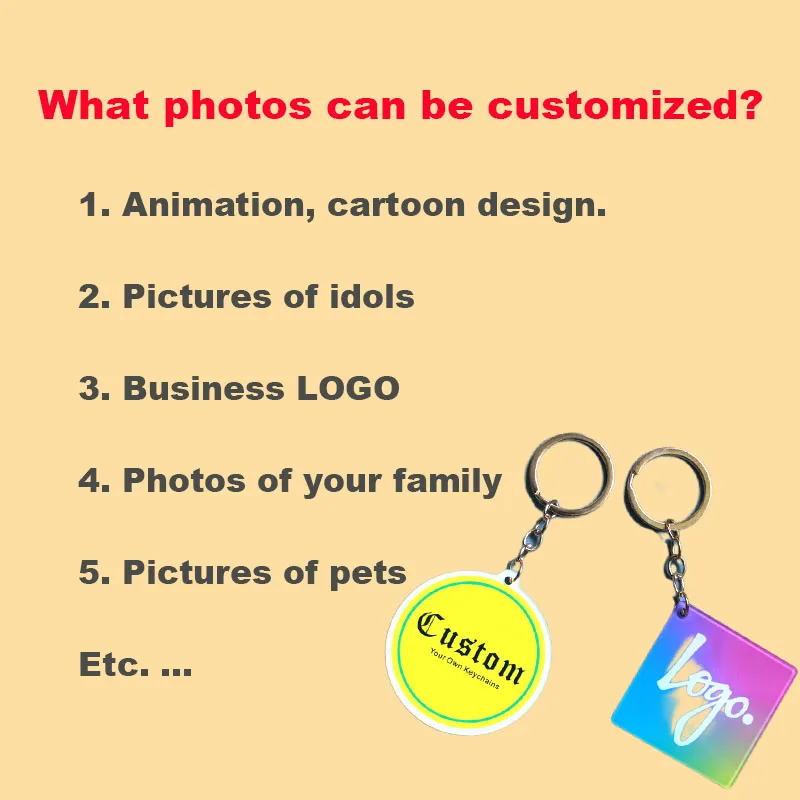 Personalized Keychains Designer Custom Cartoon Llavero Key Chain Photo Customized Anime Charms Hologram Clear Acrylic Key Rings