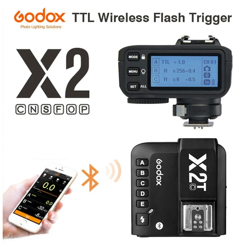

Godox X2 Trigger X2T-C X2T-N X2T-S X2T-F X2T-O TTL HSS 1/8000s Беспроводной передатчик вспышки для Canon Nikon Sony Fuji Olympus