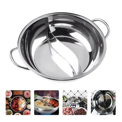 Aço inoxidável Cooking Pot Divisor, Fogão, Indução Hotpot, Dividido Panelas de Cozinha, Flavor Pan, 2 Sopa Chinesa, Dual