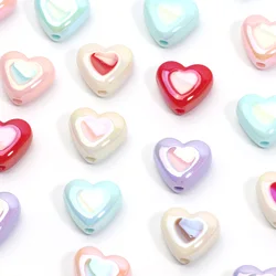 10pcs 13x15mm Shiny AB Heart Beads Acrylic Loose Spacer Beads For Diy Jewelry Making Handmade Bracelet Necklace Needlework Craft
