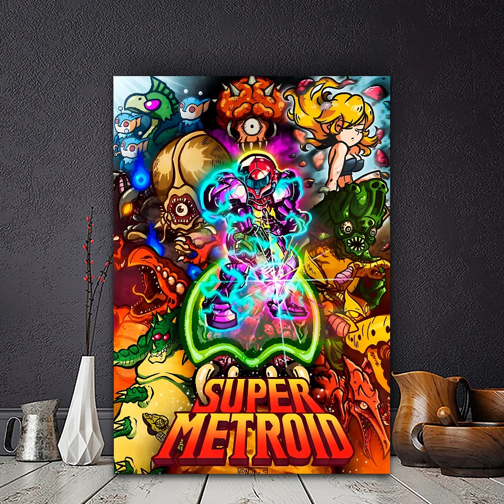 Metroid Prime Good Quality Prints and Posters Vintage Room Home Bar Cafe Decor Aesthetic Art Wall Painting