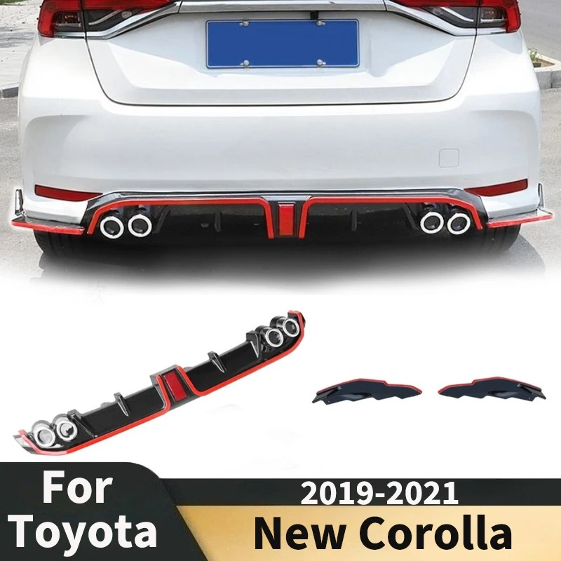 

Подходит для Toyota New Corolla 2019-2021, модифицированный автомобиль, четыре выхода, диффузор заднего бампера, спойлер, комплект для подбородка, внешнее украшение, тюнинг