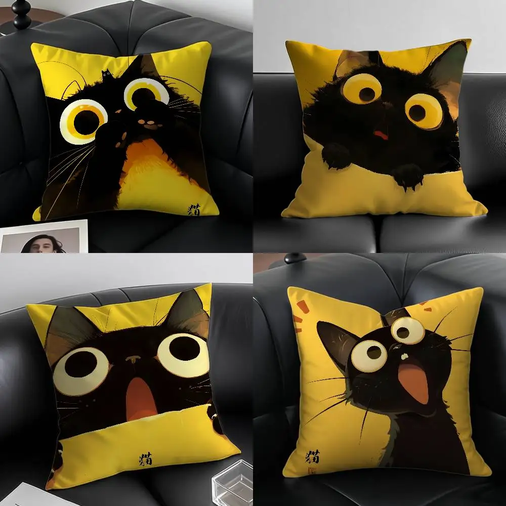

Shocked Cat Art Pillow Case Custom Printed Brushed Fleece Pillow, Baby Skin-Touch, Eco-Friendly Dye-Sublimation Cushion For Home