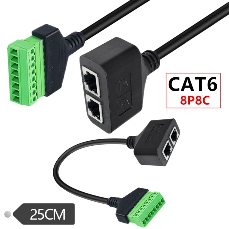 Y5H RJ45 Cat6 8P8C Female to 8Pins Screw Terminal Adapter for Cat5/6/7 Ethernet Extension and CCTV DVR Networking Connection