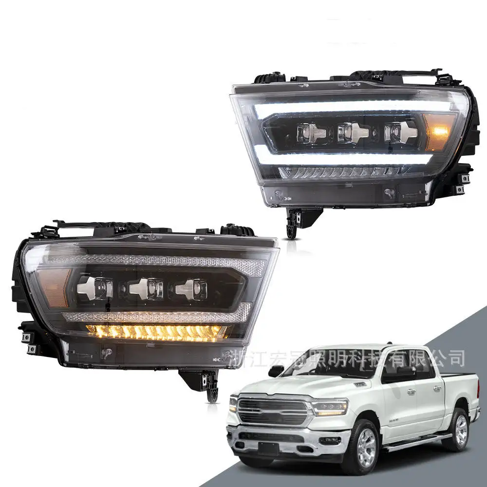 Car Led Headlight Turn Signal For Dodge RAM 1500 2019-UP Daytime Running Lights Streamer Dynamic Front Lamp Assembly