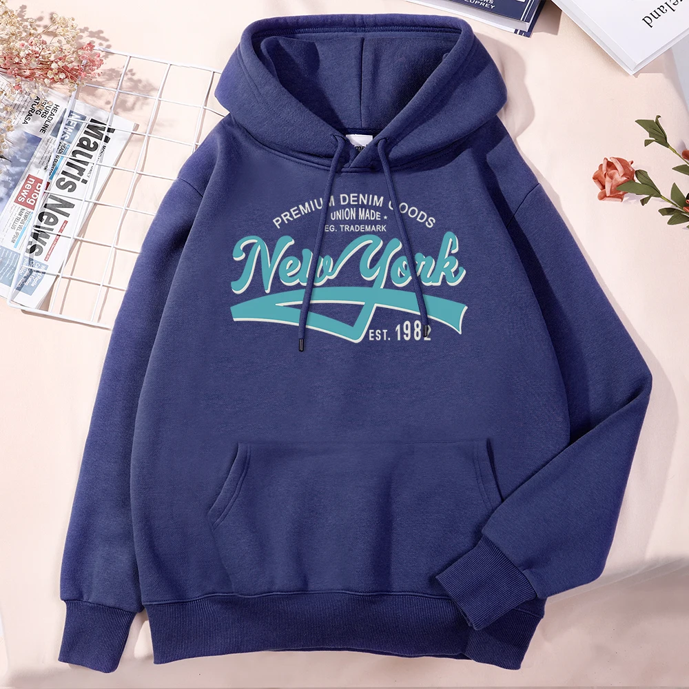 

Fashion Letter Street City New York Est.1982 Mens Hoodie Vintage Loose Clothes Classic Casual Hoodies Harajuku Soft Clothing