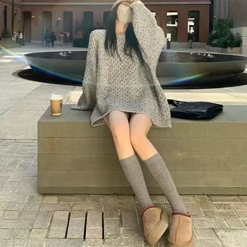 가을 겨울 레트로 헤비 인더스트리 트위스트 스웨터 여성 2025 신상 미디 기장 캐주얼 루즈 풀오버 니트웨어