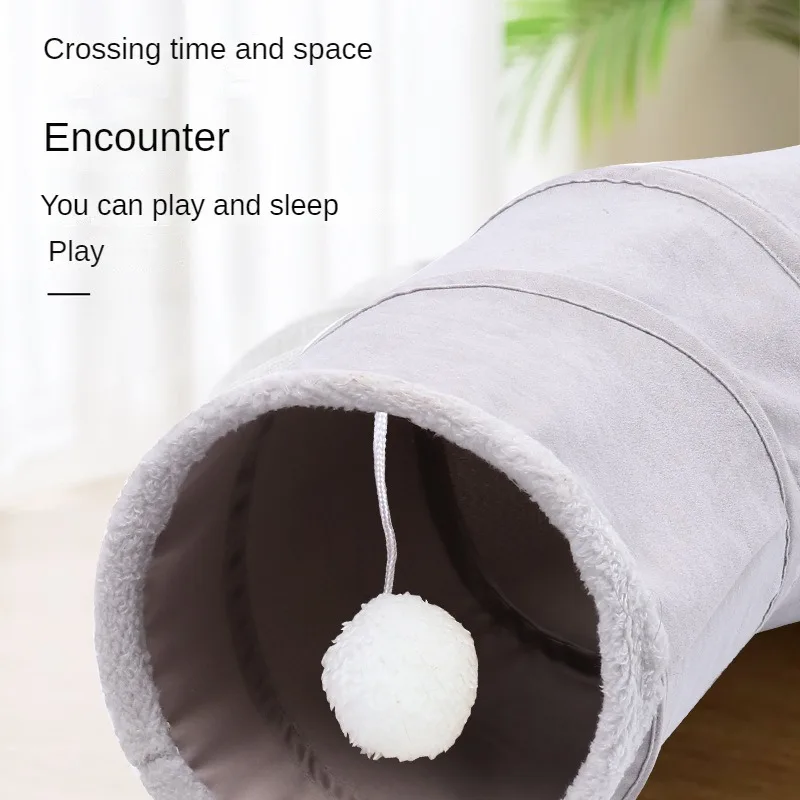 Cat Tunnel Tube Toy Suede S-Shaped Cat Tunnel Play Toys Foldable Channel Self-Help Cat Toys Pet Supplies