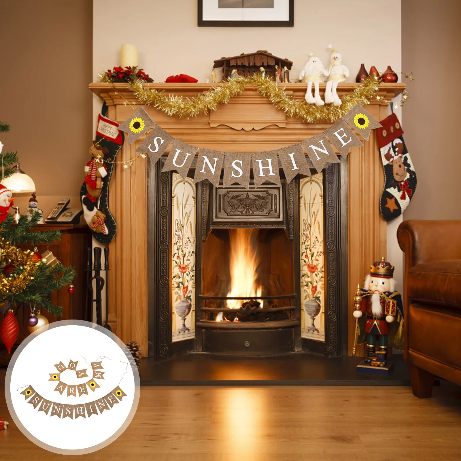 

Sunflower Linen Swallowtail Banner Baby Shower Decoration Burlap Flag You Are Hanging Garland Birthday Baby Banner