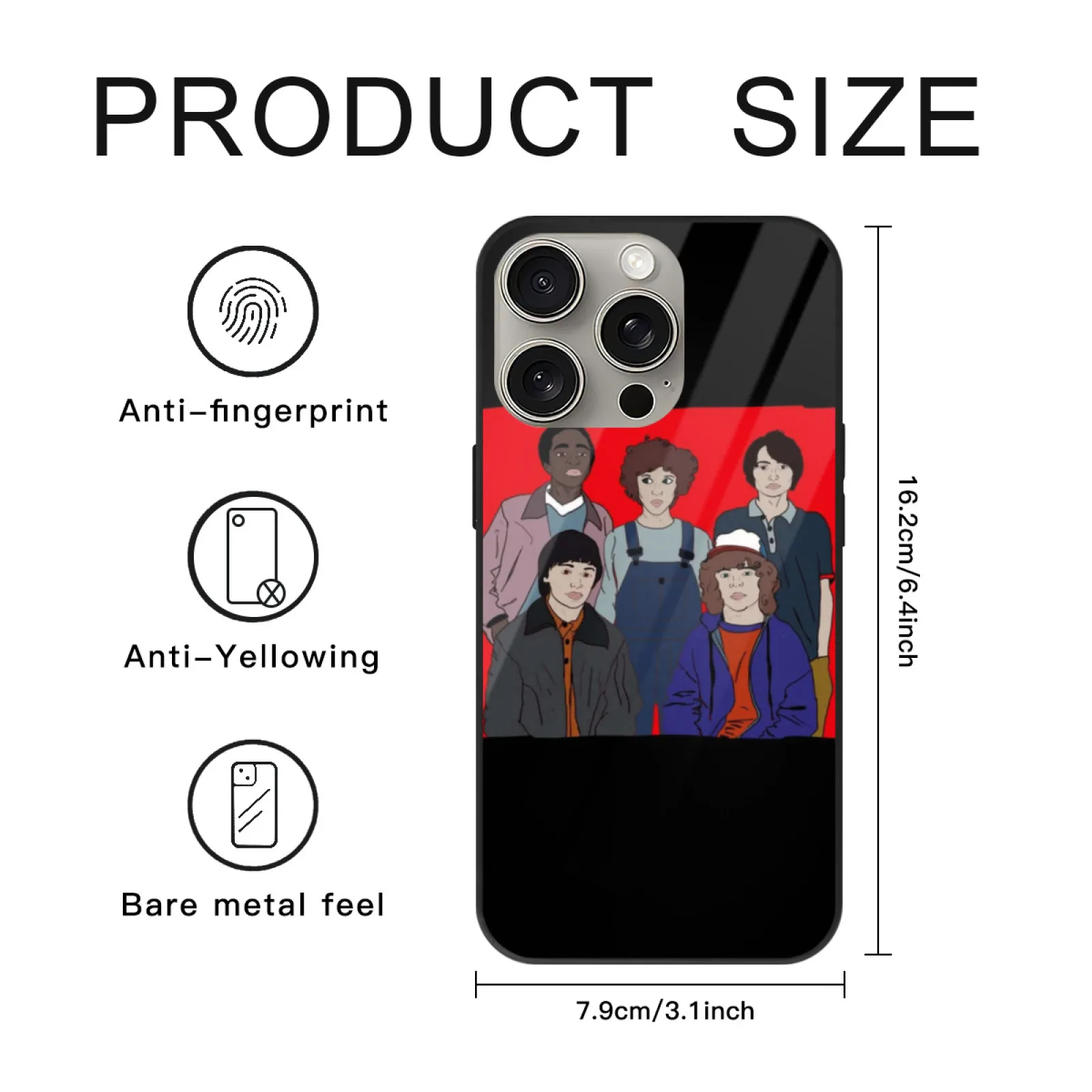 حافظة هاتف آيفون 16 15 14 13 12 11 برو ماكس بلس غطاء من الزجاج المقسى أشياء غريبة شيء غريب أفلام #6