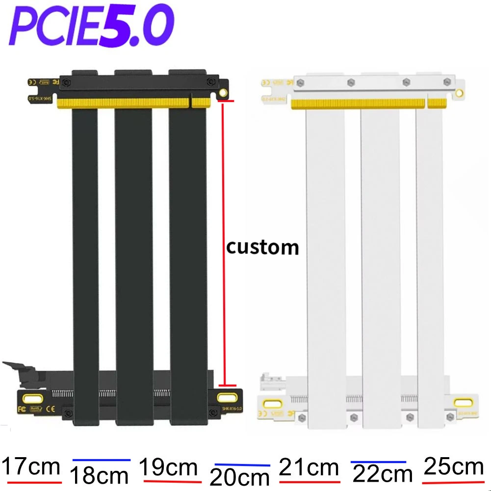 Hot New PCIe 5.0 x16 Reverse Riser Cable RTX High-End Graphics Video Card Gen 5.0 Flexible Extension Cord PCI-E Riser GPU ITX A4