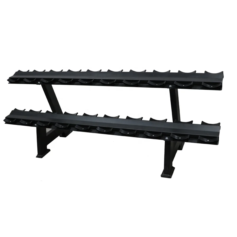 

Wholesale Hot Selling 2 Tiers 10 Pairs Dumbbell Rack Storage Rack Big Capacity 5 Pairs GYM Dumbbell Rack