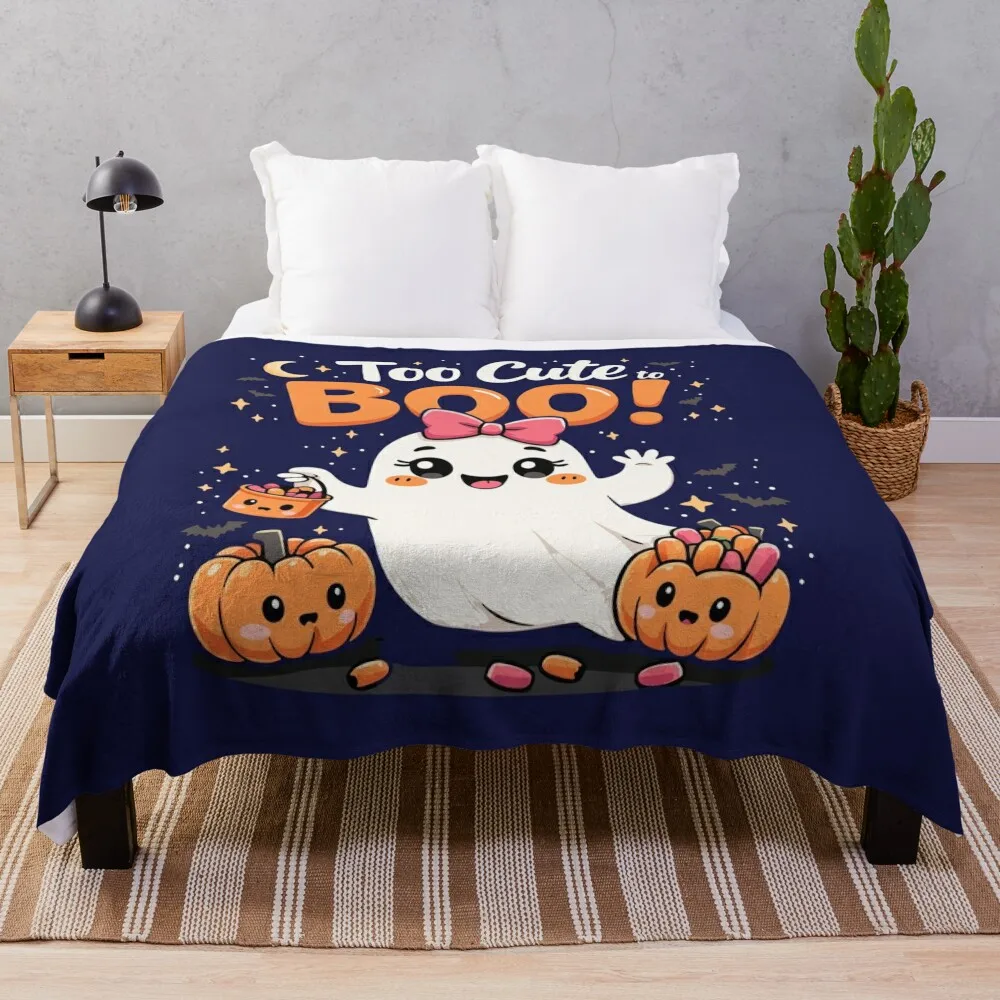 Too Cute to Boo! Adorable Ghost Halloween Design Throw Blanket Hair Decorative Throw Blankets