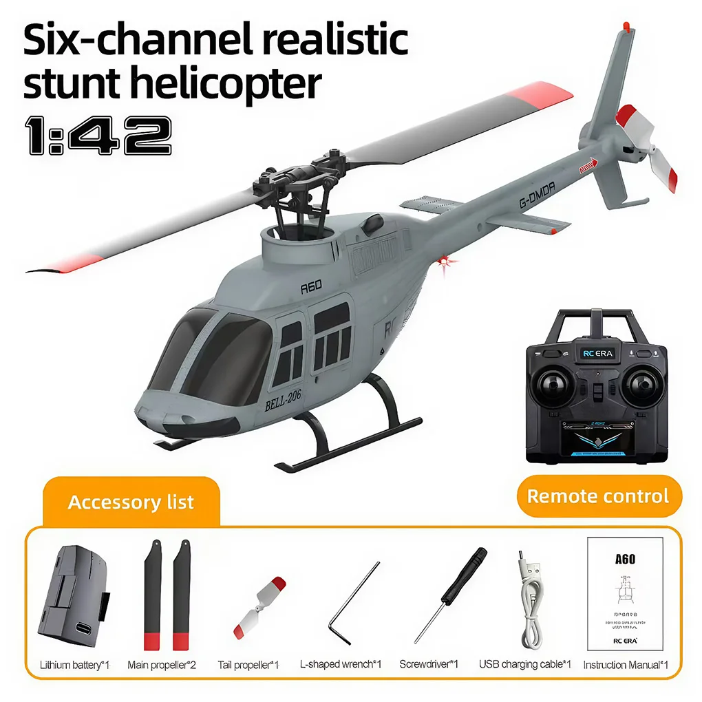 1/42 RC ERA A60 Bell 206 RC Вертолет 2,4G 4CH Удержание высоты Оптический поток Flybarless Игрушка-самолет с дистанционным управлением 1/42 RC ERA A60 Bell 206 RC Вертолет 2,4G 4CH Удержание высоты Оптический поток Flybarless Игрушка-самолет с дистанционным управлением