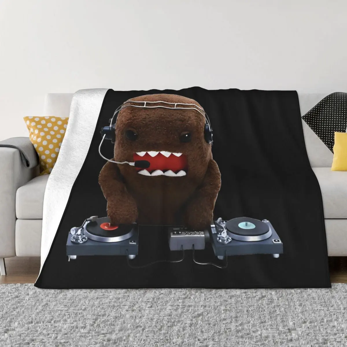 DJ Domo Kun Fleece Throw Blanket Blankets for Home Couch Super Warm Plush Thin Quilt