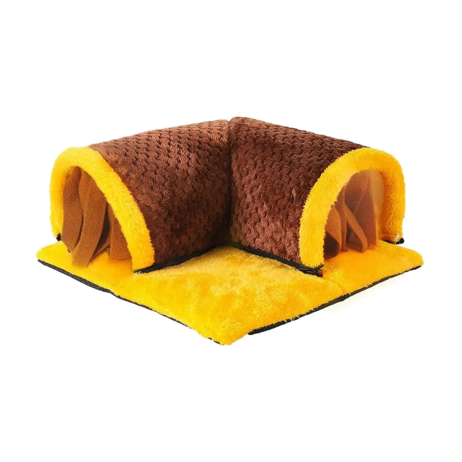 Cozy Fleece Tunnel Hideout for Small Animals with Arch Shape and Privacy Flaps Indoor Burrowing Nest for Bunny Chinchilla