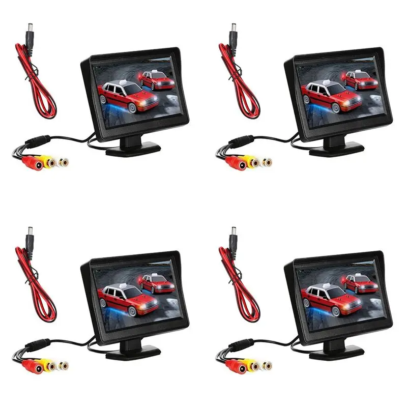 

【BRILLIANT 】4X DC 9V-24V 4.3 Inch Rearview Monitor Kit TFT LCD Car Rear View Camera Reversing Parking System Monitor Without Cam