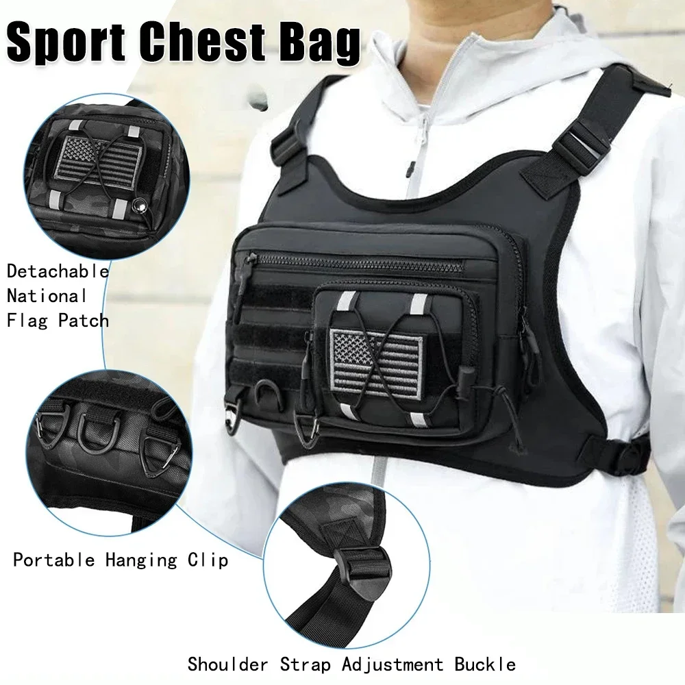 

Men's Sports Chest Bag Cross Body Travel Shoulder Backpack Outdoor Sports Chest Vest Holster with Holster Motorcycle Bag