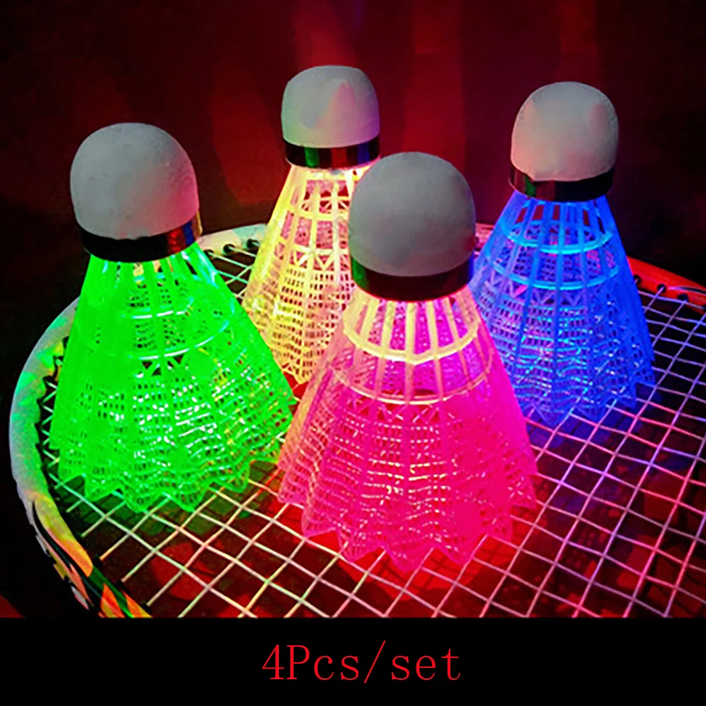 

4Pcs Plastic Lighting Balls Colorful Outdoor Luminous Badminton Training Ball Shuttlecocks LED Badminton