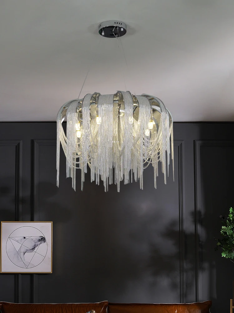 Fashion Design Silver Color Living Room Pendant Light for Wedding Decoratuve Hotel Lobby Villa Etrance Chandelier Light Lamp