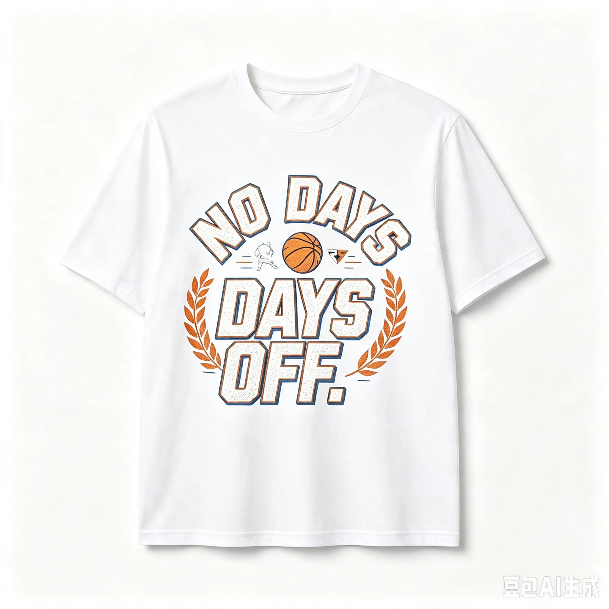 Vintage Sport No Days Off T‑Shirt Basketball Motivational Laurel Graphic Print Men Casual Short Sleeve Top