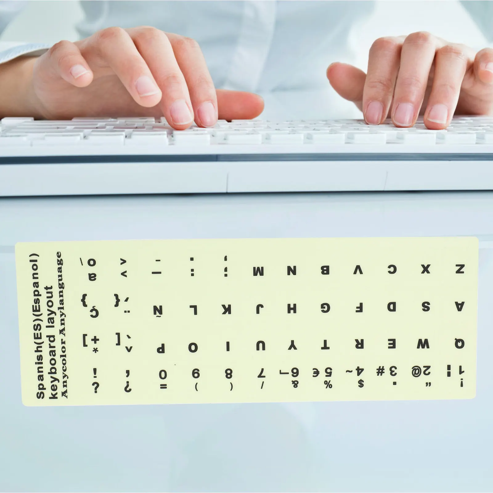 1Sheet Glow in The Dark Keyboard Sticker Super Wear Resist Large Lettering for Laptop Desktop Computer Office School Use