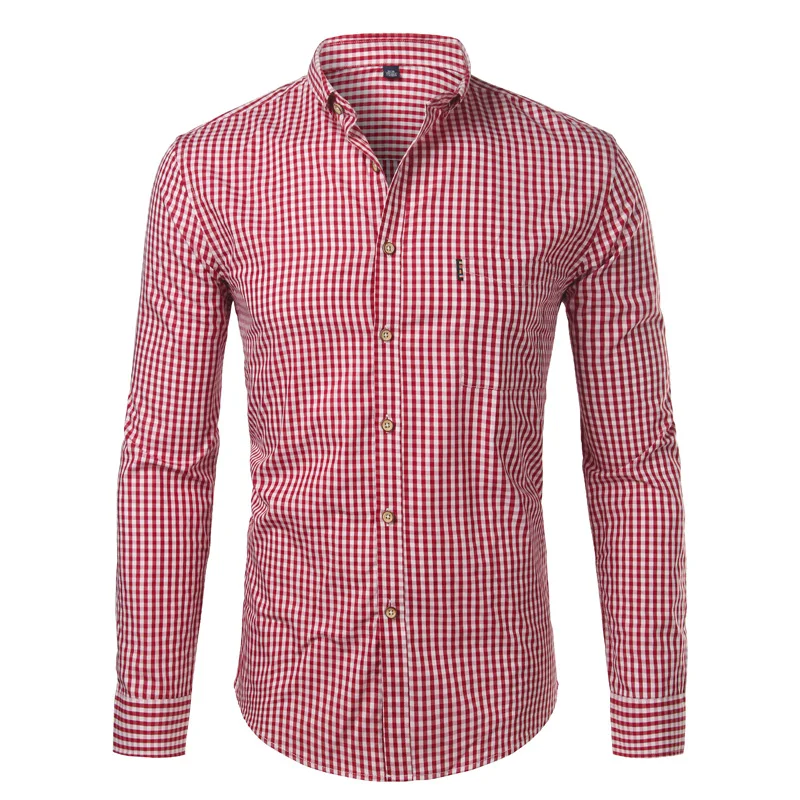 Small Plaid Shirt Men Spring New Long Sleeve 100% Cotton Mens Dress Shirts Casual Button Down Chemise Homme Camisa Masculina 4XL