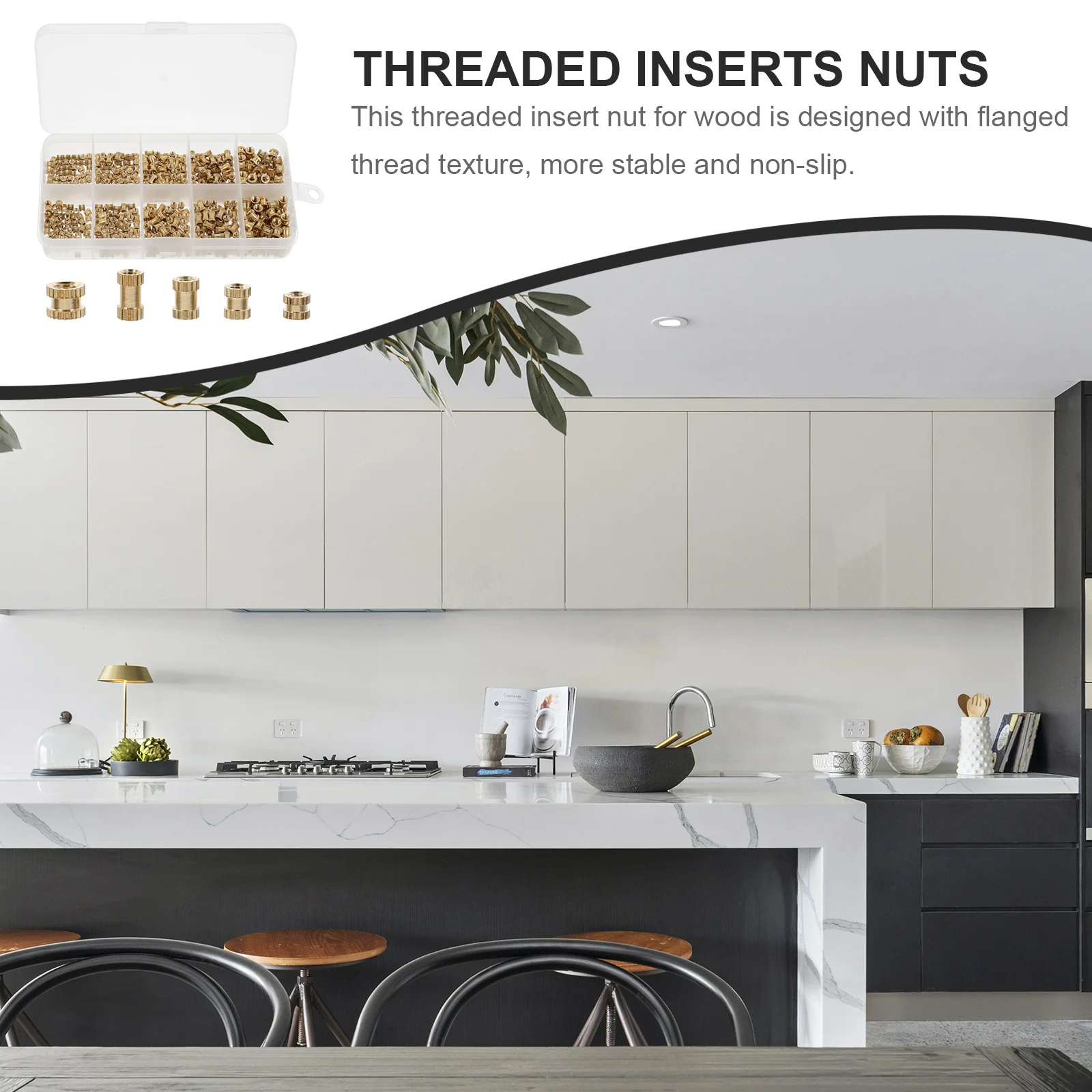 

500pcs Threaded Insert Nuts For Wood Zinc Alloy Flanged Screw Fastener Durable Hardware Connector For Plywood Solid Wood Cabinet