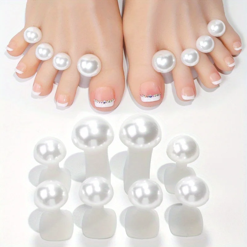 8pcs/Bag Soft Silicone Flower Design Perals Toe Separator For Pedicure Foot Finger Splitter Flexible Finger Toe Separation Tool