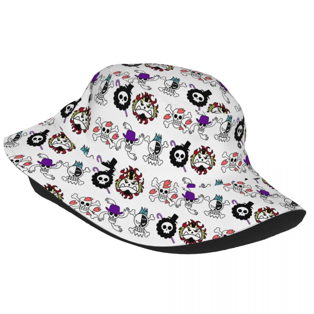 Trendy Japan Anime Zoro Luffy Skull Bucket Hat Unisex Camping One Piece Fishing Hats Summer Beach Vacation Getaway Headwear Bob