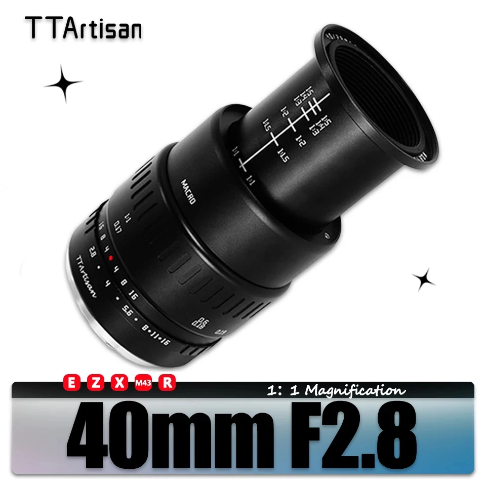 TTARTISAN APS-C 40mm F2.8 Makro-Objektiv für Insekten- und Schmuckfotografie mit 1:1 Vergrößerung Sony E Nikon Z Fuji X R M43-Anschluss