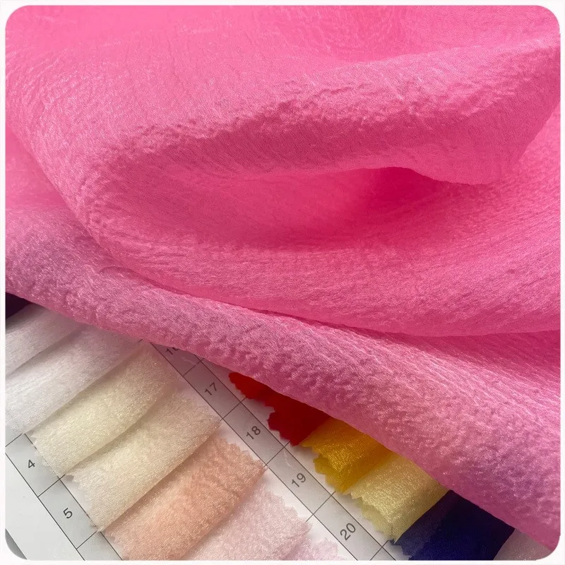 Shiny chiffon semi-transparent organza fabric 50g full polyester hard dress and puffy skirt