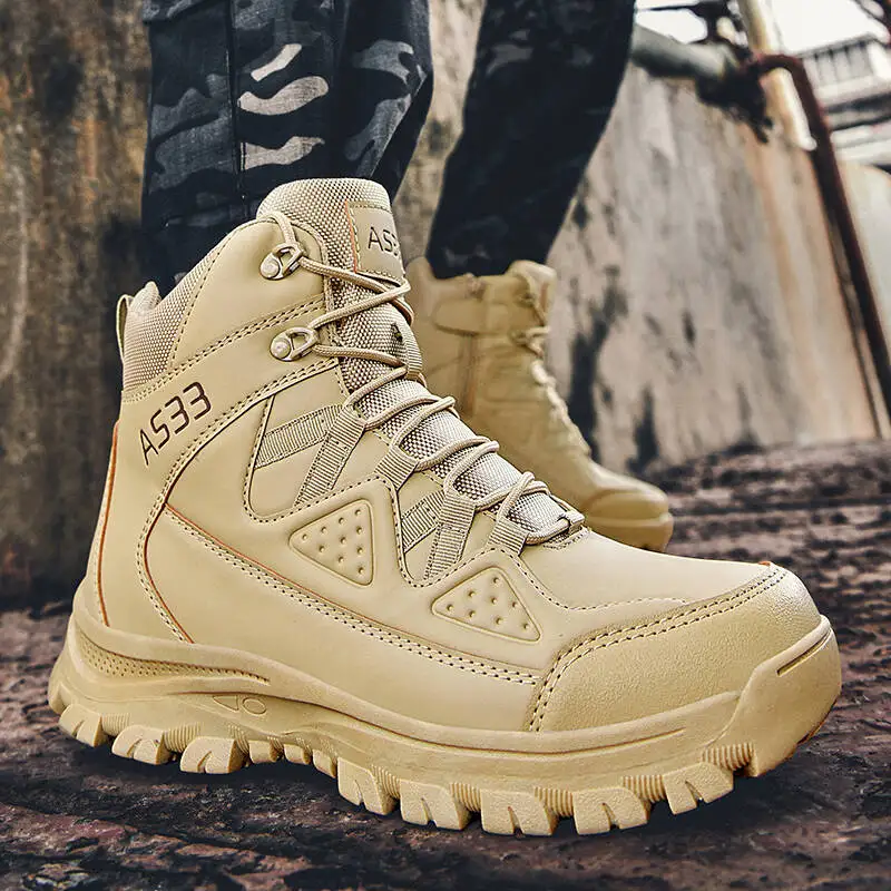 Brand Outdoor Boots Men 2026 Lace-up Ankle Boots Waterproof Non-slip Hiking Ankle Boots Wear-resistant Jungle Trekking Size39-47