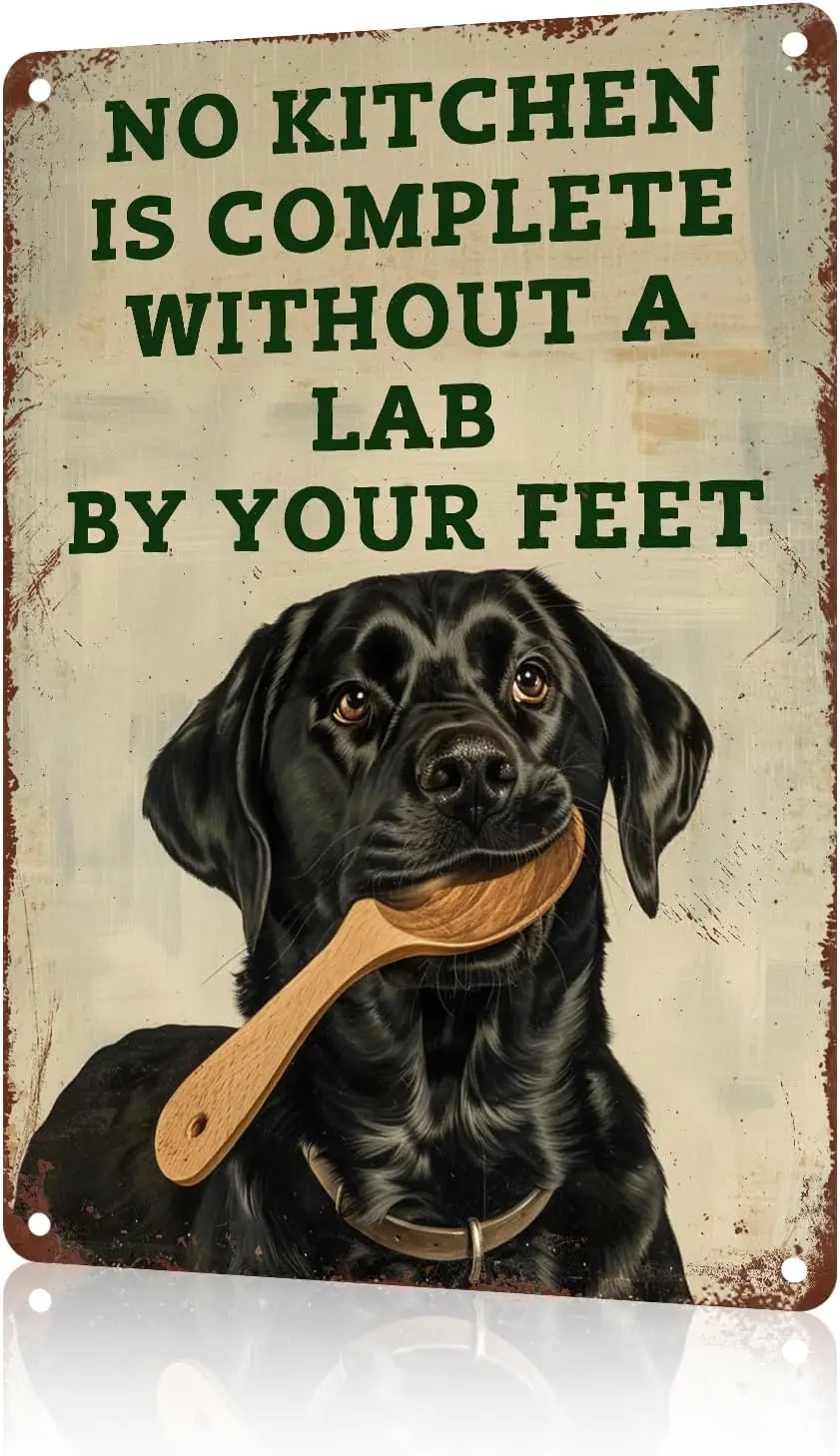 Metal Sign Black Labrador No Kitchen Is Complife Without A Lab Vintage Sign Rerto Tin Sign Alumium Sign for Home Bar Office O