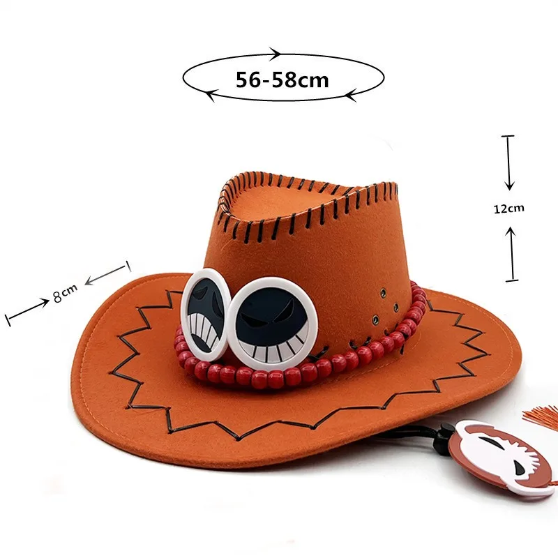 One Piece Ace Cappello da cowboy Anime Portgas D Costume cosplay Puntelli Berretto Divertente Cappelli da cowgirl Copricapo Moda Casual Sunbonnet Cap Regalo