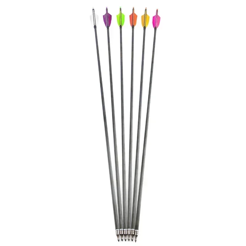 

12PCS 35inch Archery Pure Carbon Arrow Spine400 Natural Turkey Feather with ID 6.2mm for Compound Bow Hunting Shooting