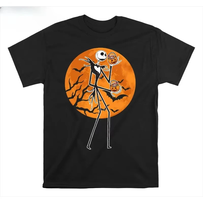 

Disney Jack Skellington Halloween Printed T-Shirt Men Women Casual and Themed Activities Wear Unisex Cotton Short Sleeves