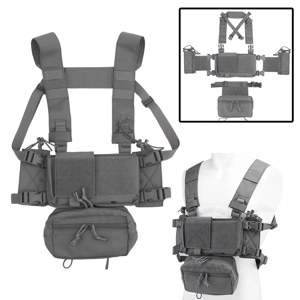 

Military Tactical Chest Rig with Quick Detach System, Multi-functional Expandable Armor Chest Pack Vest for Hunting Outdoors