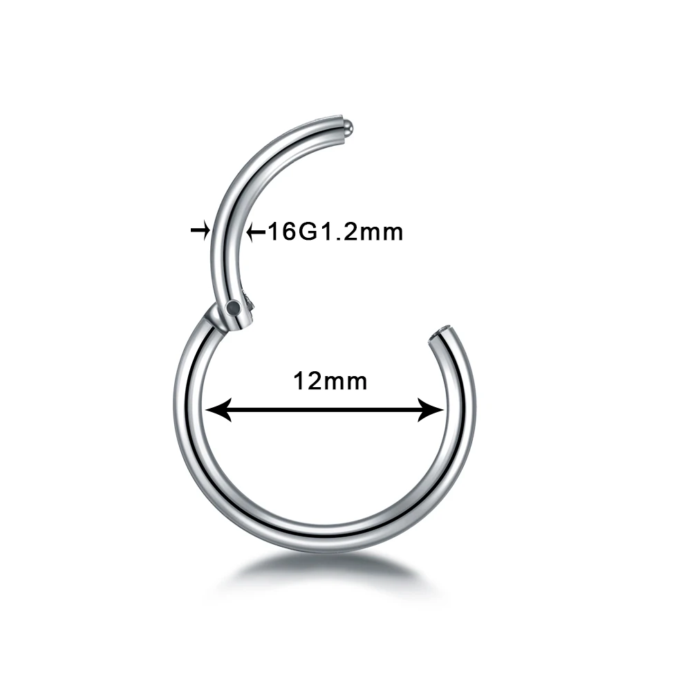 1 cái G23 Titanium Bản Lề Segment Nhẫn Mũi Nhẫn Piercing Núm Vú Tai Vách Ngăn Vành Sụn Clicker Lip Đồ Trang Sức Cơ Thể 14 gam 16 gam