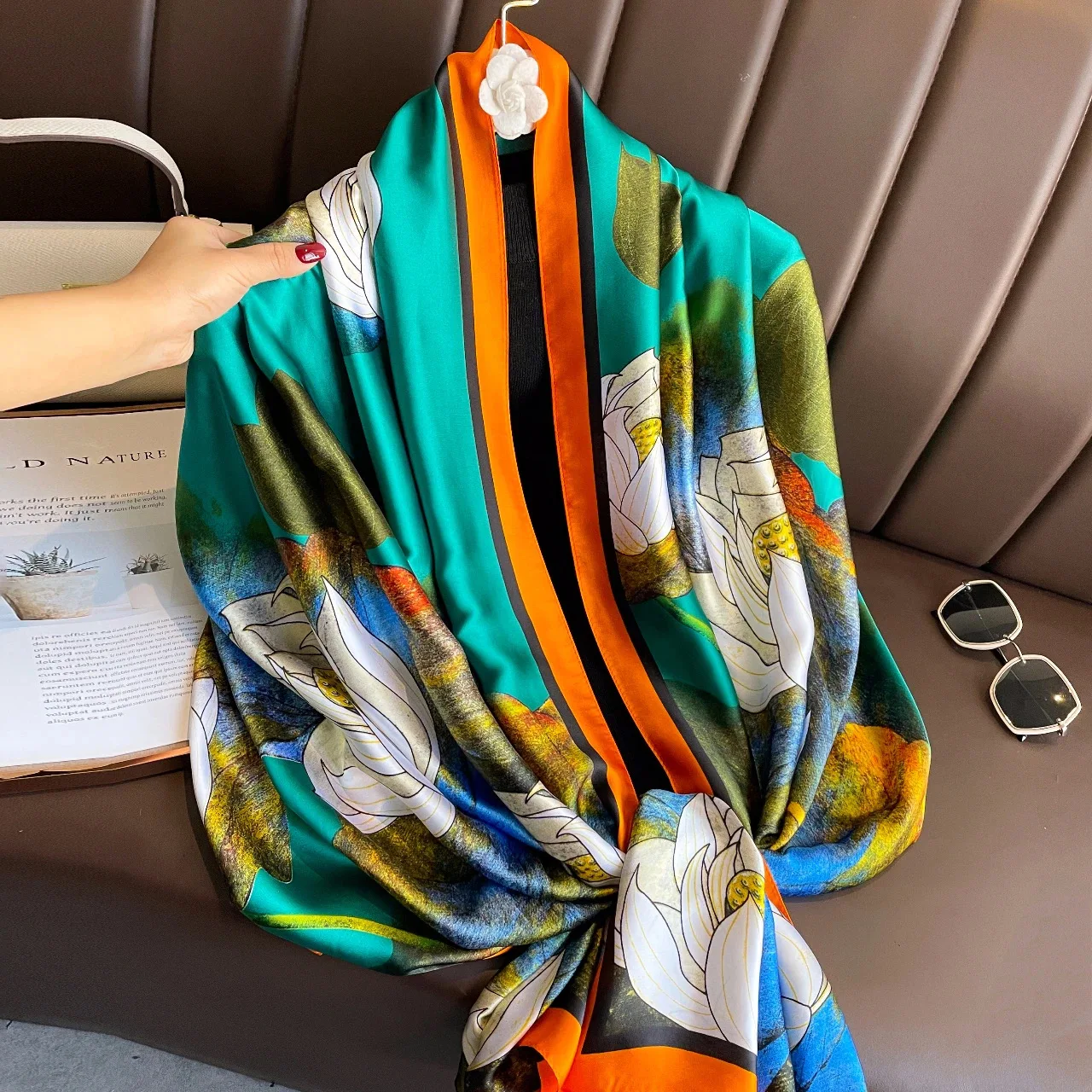 180*90cm Luxury Brand Women Summer Silk Scarves Shawl Lady Wrap Soft Female Europe Designer Beach Stole Bandanna foulard muffler